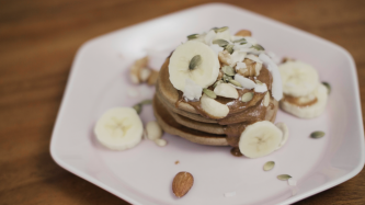 Vegan & Gluten-free Buckwheat Banana Pancakes With A Tahini Gula Melaka Sauce